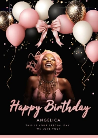 Black Joyful Pink White And Black A4 template