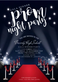 Black Joyful Prom Night Party A4 template
