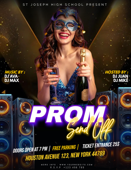 Black joyful prom send off flyer Template | PosterMyWall