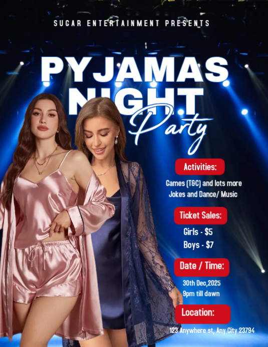 Copy of Black Joyful Pyjamas Night Party Flyer (us Letter) | PosterMyWall