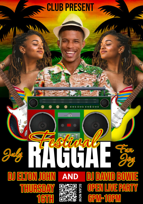 Gam Raggae Plantilla de Black Joyful Raggae A4 | PosterMyWall