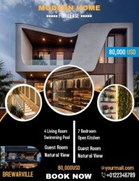 สีดำ Home for Lease Flyer Template