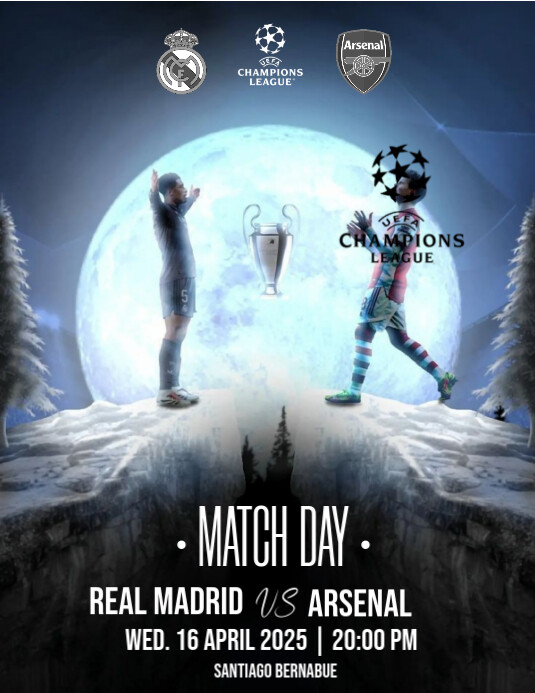 Copy of Black Joyful Real Madrid Vs Arsenal Champions League Quarter ...