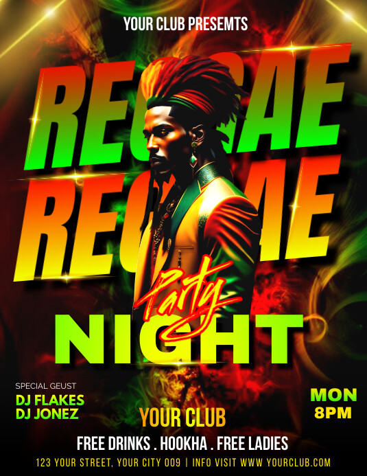 Black Joyful Reggae Night Party Flyer Flyer ( template