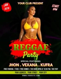 Black Joyful Reggae Night Party Video Flyer F template