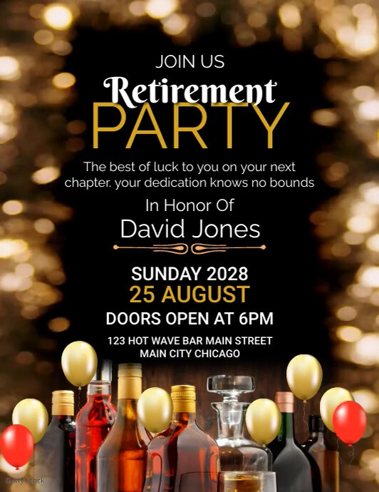 Black Joyful Retirement Party Flyer (us Lette template