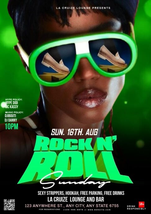 Black Joyful Rock And Roll Sunday  A4 template