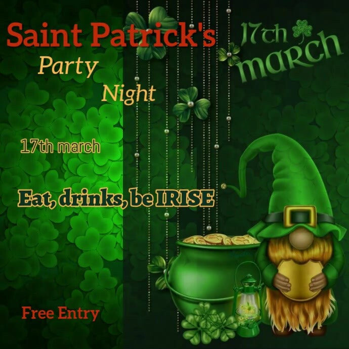 Black Joyful Saint Patrick's Square (1:1) 方形(1:1) template