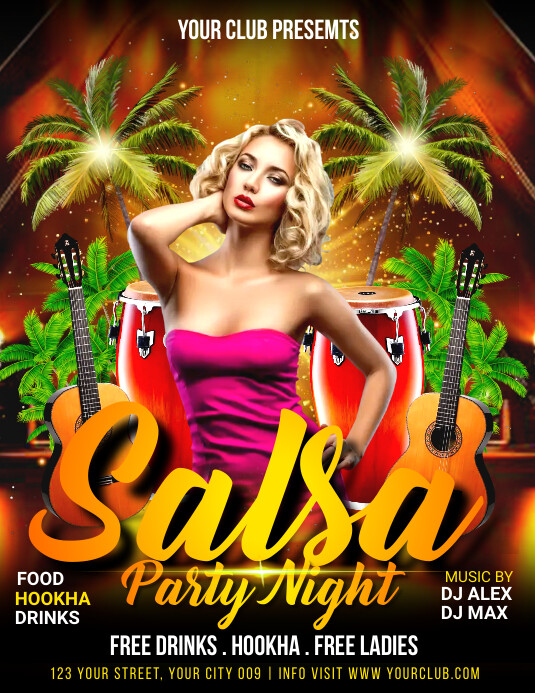 Black Joyful Salsa Night Party Flyer Flyer (u Pamflet (VSA Brief) template