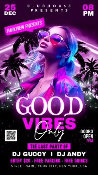 Black Joyful Saturday Good Vibes Night Party Flyer Instagram Story template