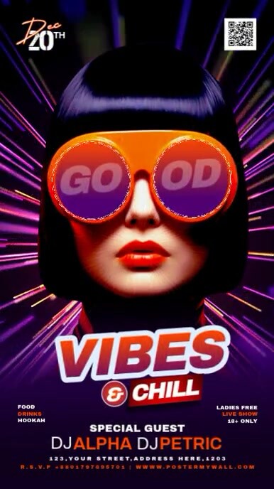 Black Joyful Saturday Good Vibes Night Party Flyer Instagram Reel template
