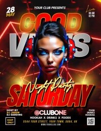 Black Joyful Saturday Night Party Video Flyer Flyer (us Letter) template