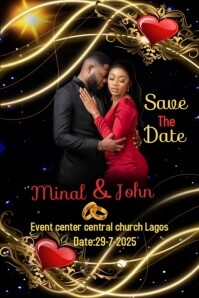 Black Joyful Save The Date Banner Video  Poster template