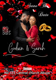 Black Joyful Save The Date Flyer Design Template  A4