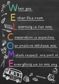Noir Classroom Welcome Sign A4 Template