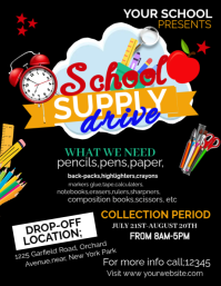 Black Joyful School Supply Drive Flyer template