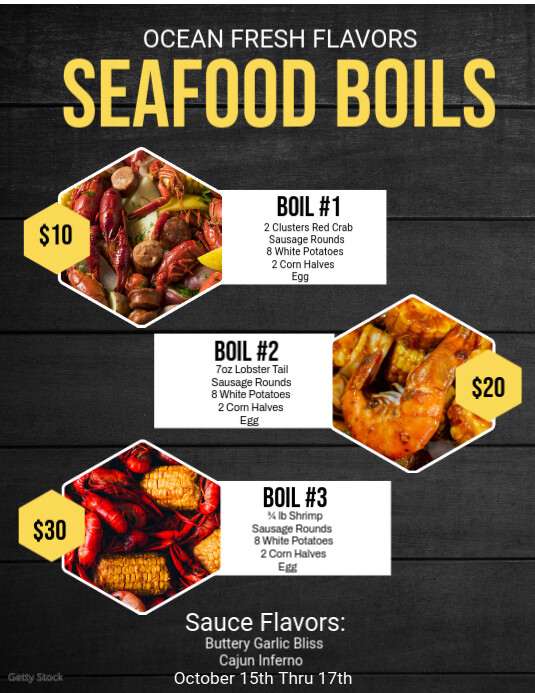 Black Joyful Seafood Boils Flyer (us Letter) Pamflet (VSA Brief) template