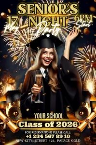 Black Joyful Senior's Night Graduation Party Banner 4' × 6' Video template