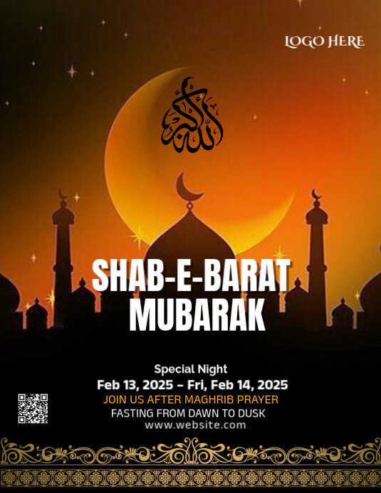 Black Joyful Shab E Barat Flyer (us Letter) template