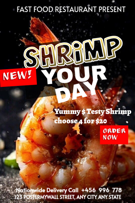 Black Joyful Shrimp Day Event  Poster 海报 template