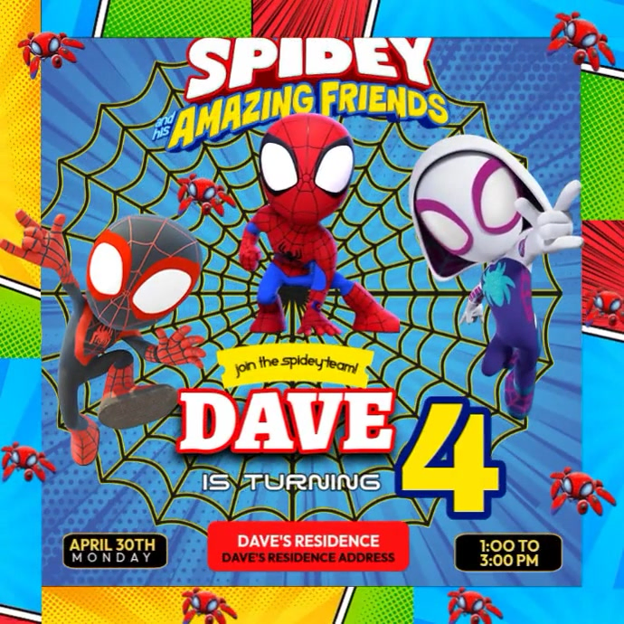 Spidey Post Black Joyful Spidey And His Amazing Friends Instagram Post Template ...