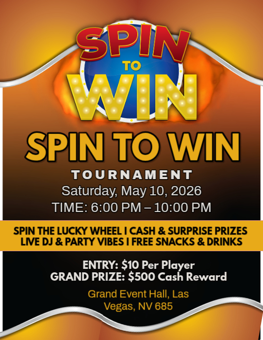 Friendly Competition Rounding Flyer Black Joyful Spin to Win Tournament Flyer Templat | PosterMyWall