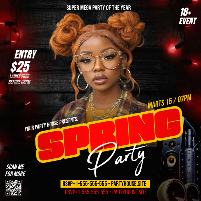 Black Joyful Sping Party Instagram Post template