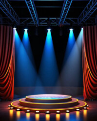 Black Joyful Spotlight Stage With Red Curtains  Instagram Portrait template