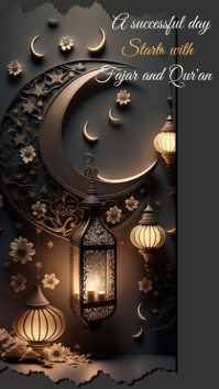 Black Joyful Start Your Day With Fajar And Qu Digital na Display (9:16) template