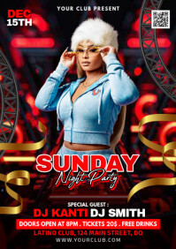 Black Joyful Suday Night Party A4 template