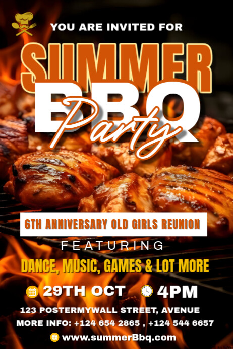 Black Joyful Summer Bbq Party Poster template