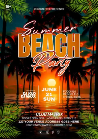 Black Joyful Summer Beach Party A4 Video template