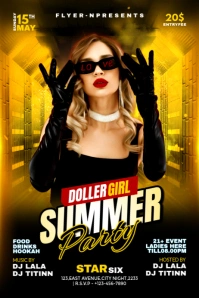 Black Joyful Summer Beach Party Flyer Banner 4' × 6' template