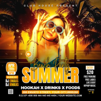 Black Joyful Summer Beach Party Square Video Cuadrado (1:1) template