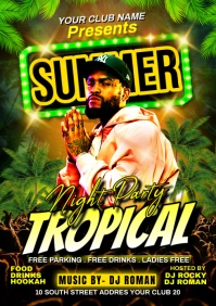 Black Joyful Summer Night Party A4 template