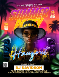Black Joyful Summer Party Flyer Video Ulotka (US Letter) template