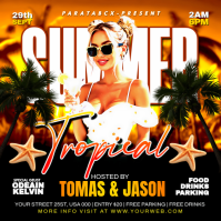 黑色 Summer Party Publicación de Instagram Template