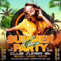 Black Joyful Summer Party Instagram Post Instagram-opslag template