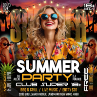 Black Summer Party สี่เหลี่ยมจัตุรัส Template