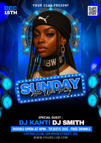 Black Joyful Sunday After Work Party A4 template