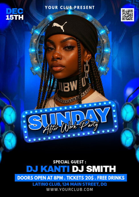 Black Joyful Sunday After Work Party A4 template
