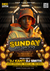 Black Joyful Sunday After Work Party A4 template