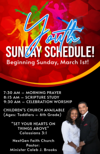 Black Joyful Sunday Church Schedule Tabloid template