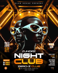 Black Joyful Sunday Night Club Party Instagram Portrait template