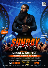 Black Joyful Sunday Night Party A4 template