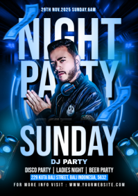 Black Joyful Sunday Night Party A4 template