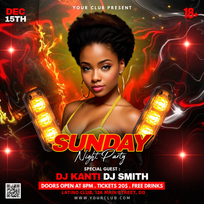 Black Joyful Sunday Night Party Instagram Post template