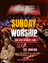 Black Joyful Sunday Worship Invitation Service  Flyer (us Letter) template
