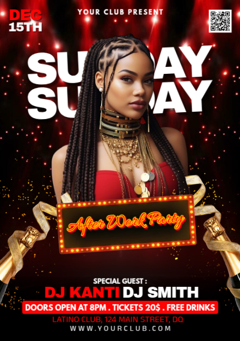 Black Joyful Sundayk After Work Party A4 template