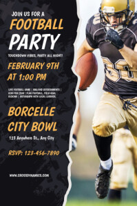 Sort Black Joyful Super Bowl Football Party Poster Poster Template